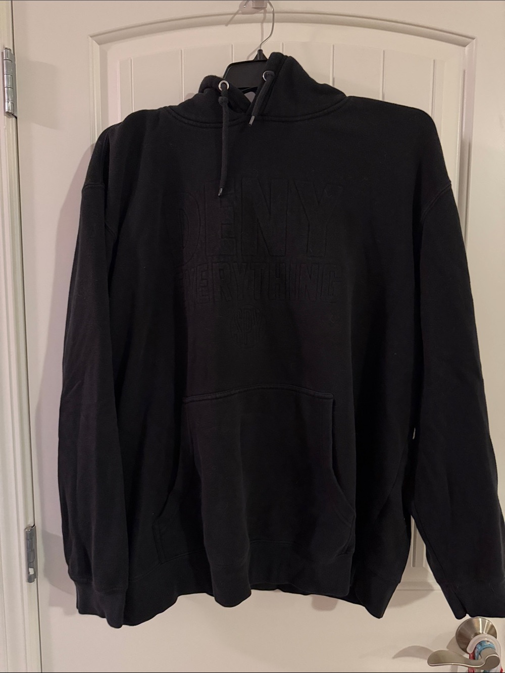 DKNY Black Embossed Pullover Hoodie